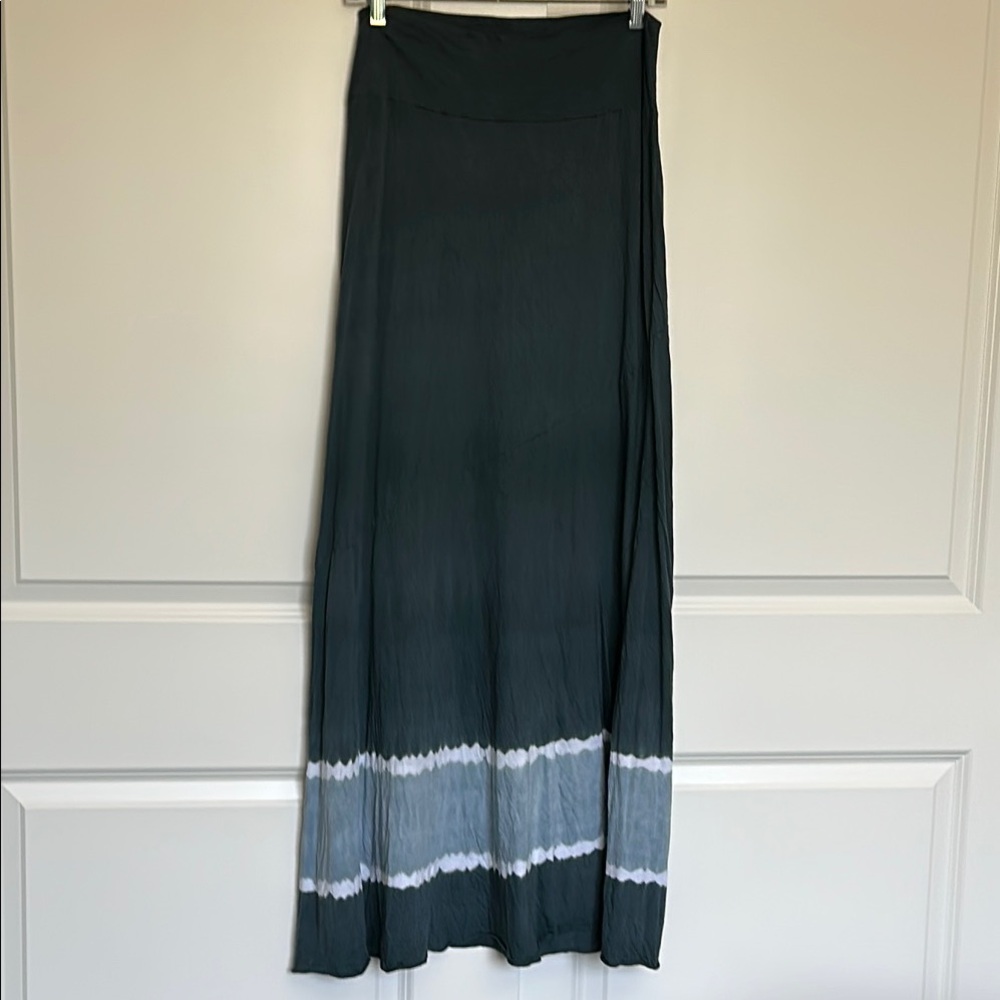 Michael Stars Dark Teal Ombré Tie-dye Raw Hem Maxi Skirt